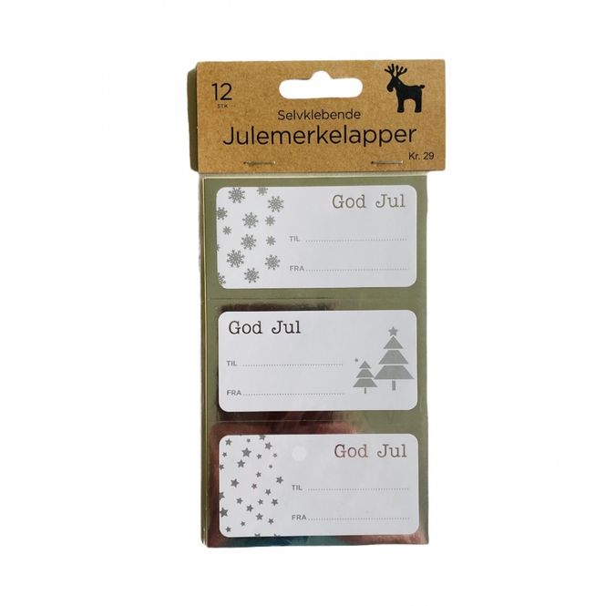 Hovedbilde Julemerkelapper 12 pk. selvklebende