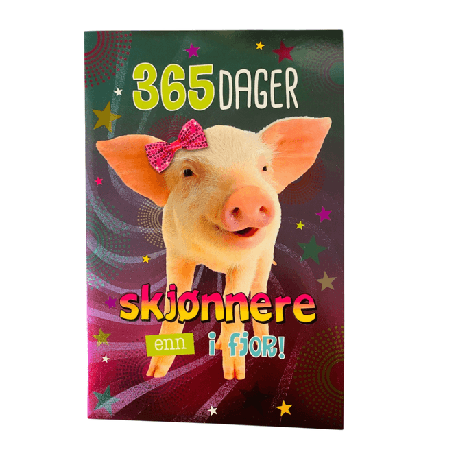 Hovedbilde Gratulasjonskort dobbelt m/konvolutt gris