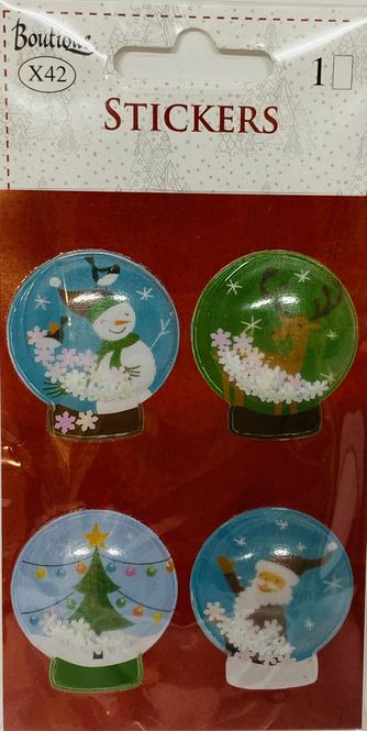 Hovedbilde Julestickers Globe med snøflak 3D