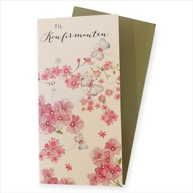 Hovedbilde Konfirmasjonskort dobbelt med konvolutt Blomster ...