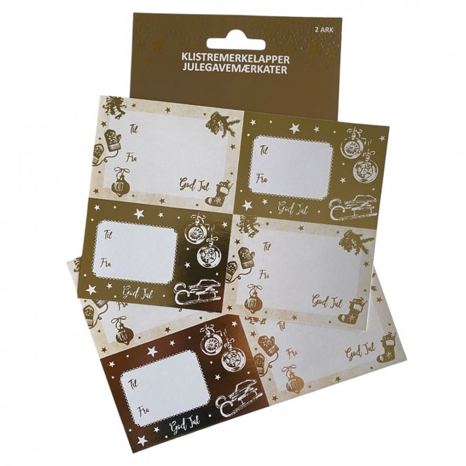 Hovedbilde Julemerkelapper selvklebende 8 pk. Gullfarget