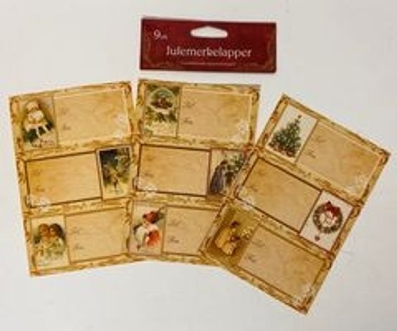 Julemerkelapper 9 stk Nostalgiske