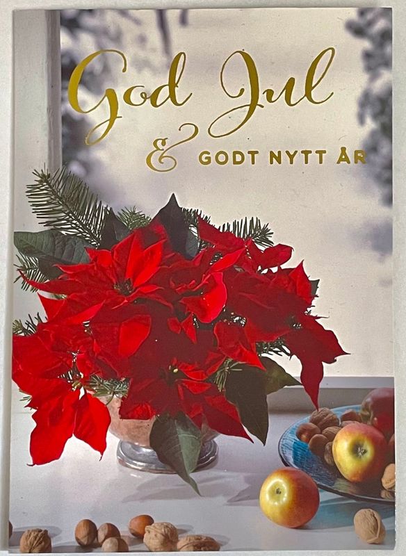 Julekort dobbelt med konvolutt