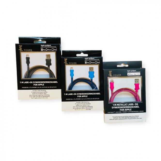Hovedbilde Ladekabel, For Apple, 1 Meter  Apple-godkjent