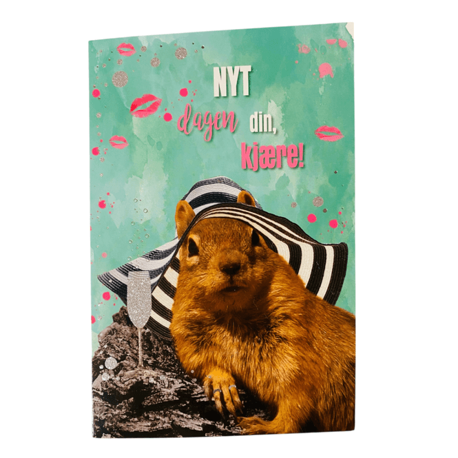 Hovedbilde Gratulasjonskort dobbelt m/konvolutt ekorn