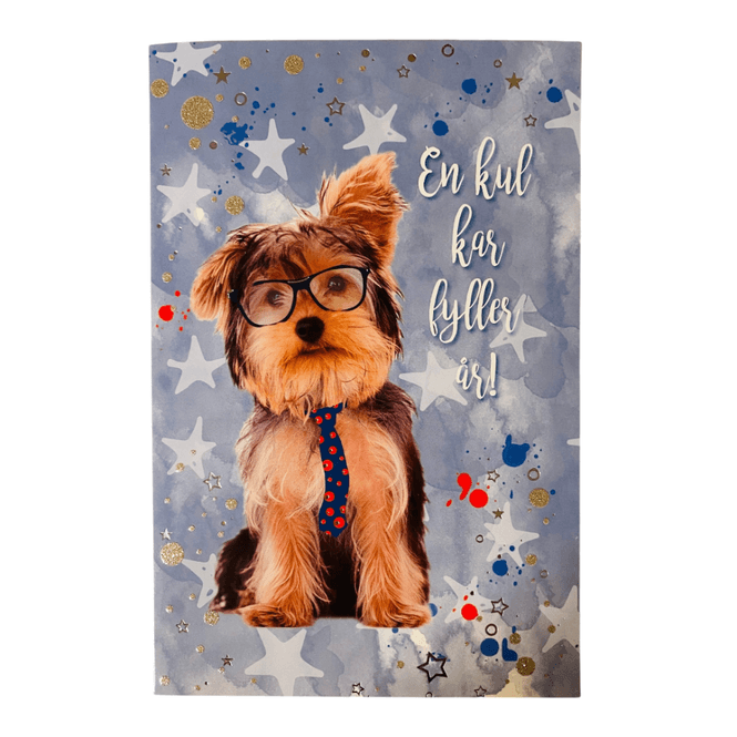 Hovedbilde Gratulasjonskort dobbelt m/konvolutt hund ...