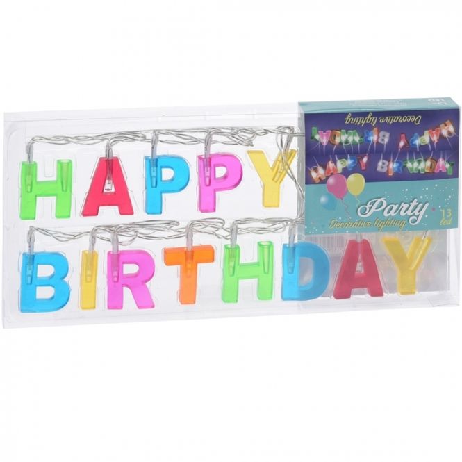 Hovedbilde Bursdags-girlander Happy Birthday LED