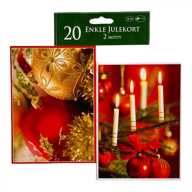 Hovedbilde Julekort enkle 20 pk. Julekuler og lys