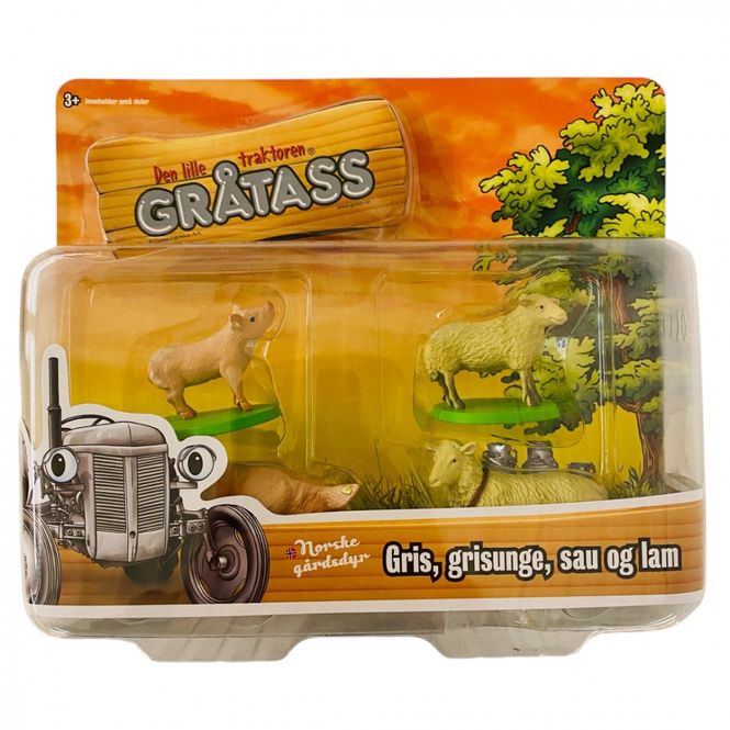 Hovedbilde Gråtass Gårdsdyr 4 stk Gris og sau