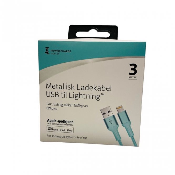 Hovedbilde Ladekabel 3 m USB til lightning Apple-godkjent