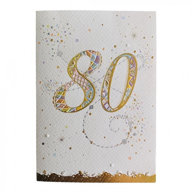 Hovedbilde Gratulasjonskort dobbelt med konvolutt 80 år