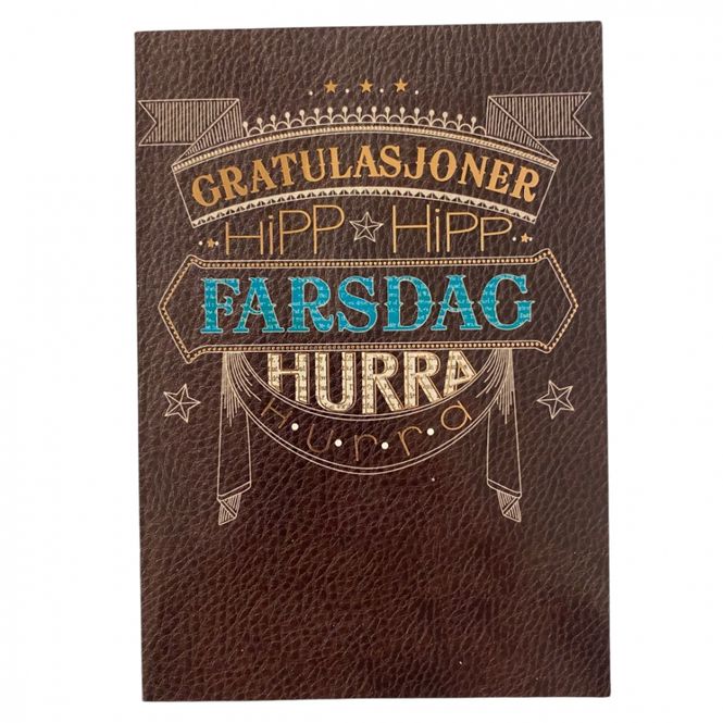 Hovedbilde Farsdagskort dobbelt med konvolutt - hurra