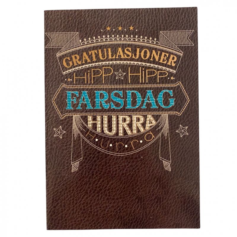 Farsdagskort dobbelt med konvolutt - hurra