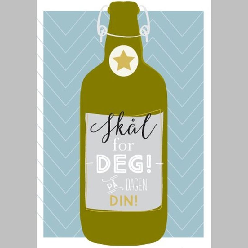 Gratulasjonskort dobbelt med konvolutt Skål for deg!