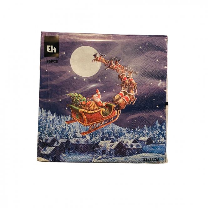 Hovedbilde Juleservietter 16 pk. Nisse med reinsdyr
