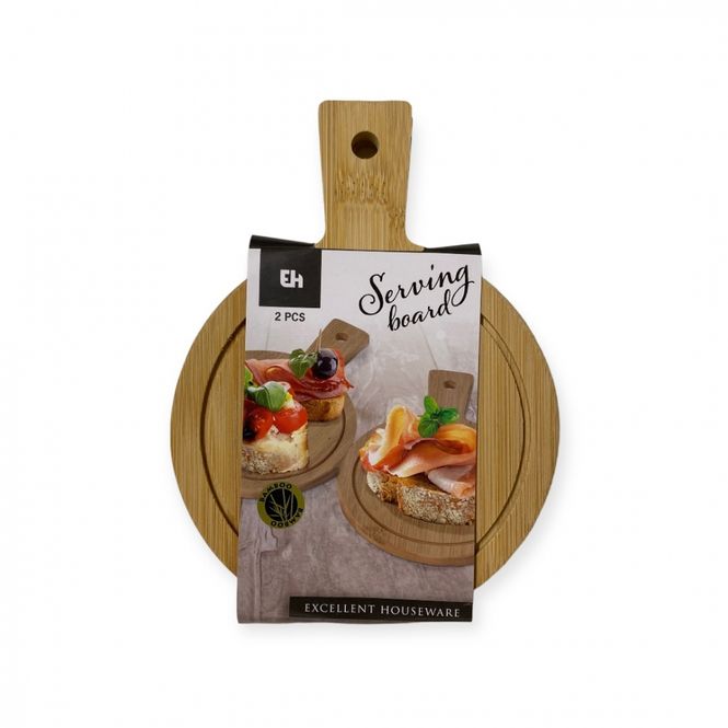 Hovedbilde Serveringsbrikker i bambustre 2 pk. runde med ...