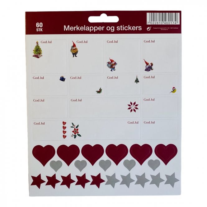 Hovedbilde Julemerkelapper og stickers 60 stk